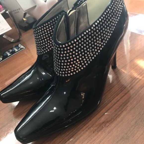 Fantasy brand Black Patent and Rhinestone Booties - Picture 5 of 5